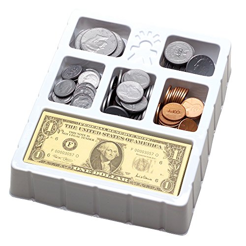 Educational Insights Play Money Coins & Bills Tray, Set of 200 Pieces of Play Money