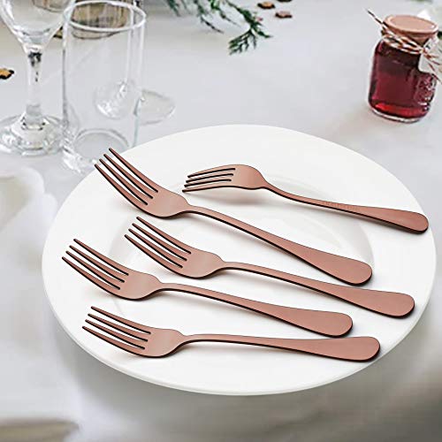 Copper Silverware Flatware Set, 20 Piece Stainless Steel Cutlery Set for 4