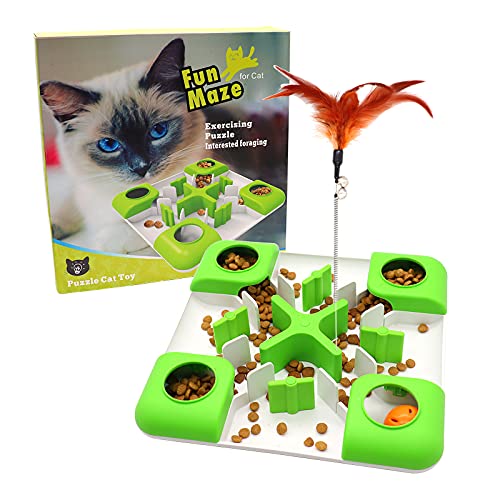 Cat Puzzle Feeder Treat Puzzle Toy, Cat Slow Feeder Food Dispenser, Interactive Treat