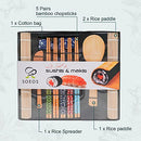 Beginner Sushi Making Kit, 10 Piece Bamboo Sushi Kit with 2 Bamboo Rolling Mats