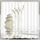 Curtain Zen Stone Wild Grass Reflection in Water Shower Curtains 12 Hooks