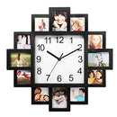 Photo Frame Clock Picture Collage 12-Picture Display Wall Clock Photowall Wall Hanging Home Decor