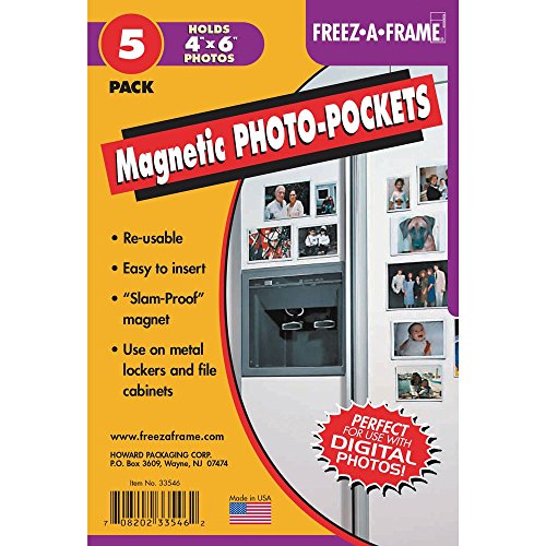 Clear Magnetic Photo Frames For Refrigerator 4" x 6" (Pack of 5), Freez-A-Frame