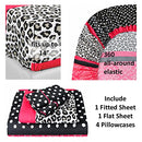 6 Piece Bed Sheet Set - Double Brushed Microfiber Print Sheet Set - 14" Deep Pocket