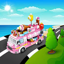 Girls Building Blocks Toys 553 Pieces Ice Cream Truck Set Toys for Girls 25 Models Pink