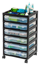 6-Drawer Scrapbook Cart with Organizer Top, Black