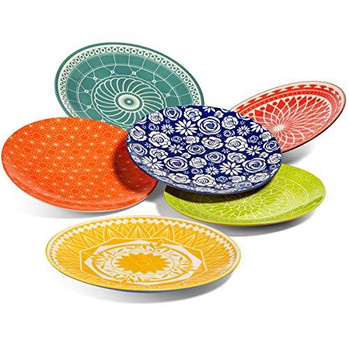 Dinner Plates, Set of 6 Porcelain Plates, 10.5 Inch Diameter