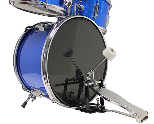 Music Alley 3 Piece Kids Drum Set with Throne, Cymbal, Pedal & Drumsticks, Blue