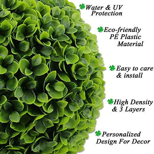 2 PCS 15.7 inch 3 Layers Artificial Plant Topiary Ball Faux Boxwood Decorative Balls
