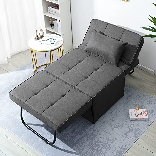 Sofa Bed, 4 in 1 Multi-Function Folding Ottoman Breathable Linen Couch Bed