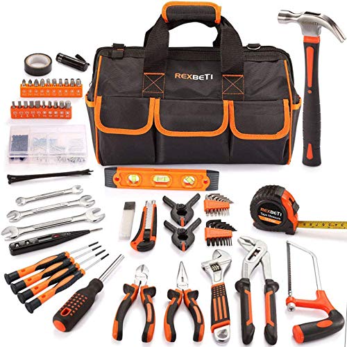 169-Piece Premium Tool Kit with 16 inch Tool Bag, Steel Home Repairing Tool Set