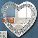 Crystal Crush Diamond Heart Shaped Silver Mirror for Wall Decoration