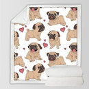 Pug Throw Blanket Twin Reversible Pug Dog Printed Sherpa Blanket for Kids Adults