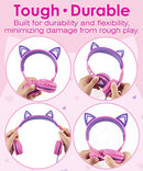 Kids Headphones with LED Light Up Cat Ears 3.5mm On Ear Audio Headphones for Kids