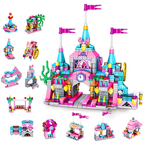 Girls Building Blocks Set Toy, 568 pcs Princess Castle Toys | 25 in 1 Models Pink Palace