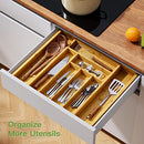 Bamboo Expandable Drawer Organizer for Utensils Holder, Adjustable Cutlery Tray