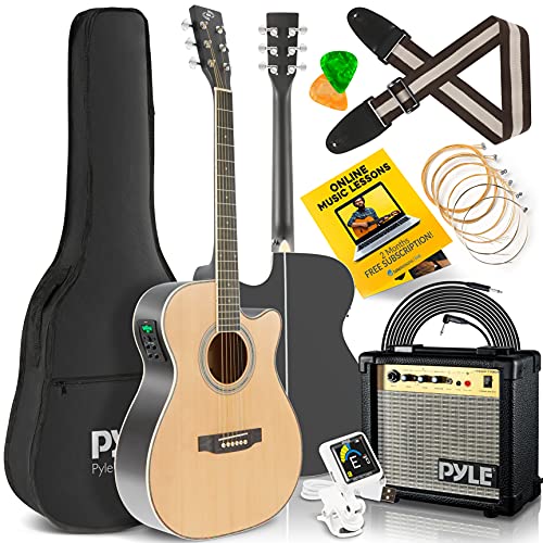 Acoustic Electric Cutaway Guitar and Amp Kit Full Scale 41” Steel String Spruce Wood w/Gig Bag