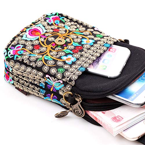 Embroidered Cute Mini Crossbody Bag for Women Small Handbags Wristlet Wallet