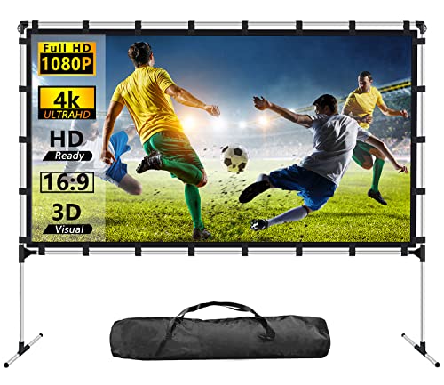Projector Screen with Stand 120 inch Outdoor Indoor Projector Screen 16:9 4K HD