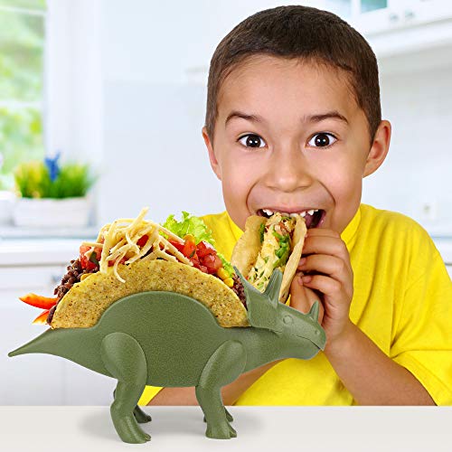 TriceraTaco Holder Ultimate Dinosaur Taco Stand, Holds 2, Green