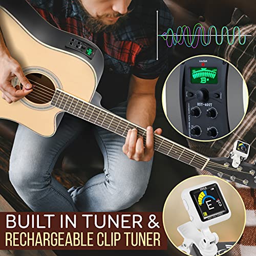 Acoustic Electric Cutaway Guitar and Amp Kit Full Scale 41” Steel String Spruce Wood w/Gig Bag