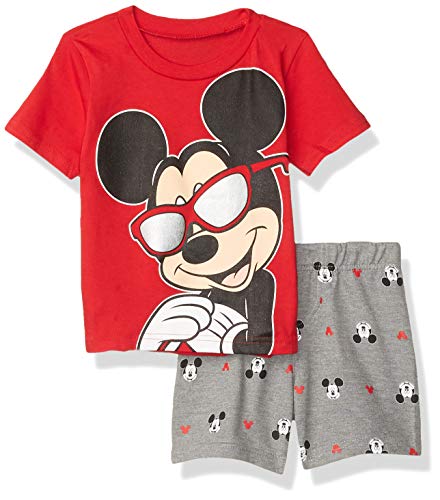 Disney Mickey Mouse Toddler Boys Graphic T-Shirt & Shorts Gray/Red 3T
