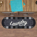 Laundry Collection Checkered Border Non-Slip Rubber Back Runner Rug,