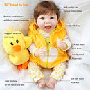 22 Inch Real Looking Newborn Girl Doll with Yellow Clothes and Duck Toy