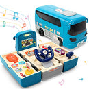 Kids Play Vehicle with Sound and Light, Educational Bus Driving Toy Gift for Toddlers