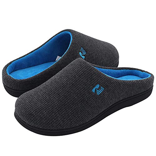 Men's Original Two-Tone Memory Foam Slipper, Size 11-12 US Men, Dark Gray/Blue