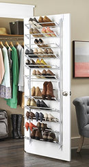 Whitmor Over the Door Shoe Rack - 36 Pair - Fold Up, Nonslip Bars