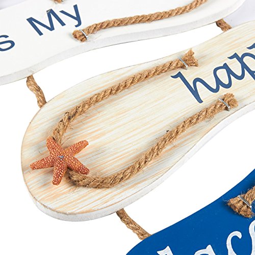 Juvale Nautical Beach Flip Flop Wall Ornament, Wooden Slippers Hanging Decoration
