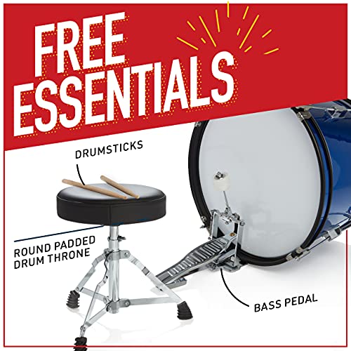 Starter Drums Kit with Bass, Toms, Snare, Cymbal, Hi-Hat, Drumsticks & Seat