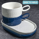 Ceramic Soup and Sandwich Plate Combo, 16 oz Soup Bowls/Mugs/Cups with Handles & 9.85-inch Oval Bread Plates, Soup and Cracker/Side Bowls Set