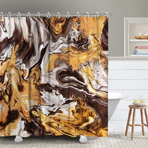 Shower Curtain, Marble Shower Curtain Set with 12 Hooks, 72”x72”