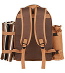 Picnic Backpack Bag for 4 Person w/ Cooler Compartment, Detachable Bottle Holder