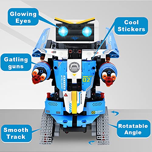 Remote Control Robot Building Kit, 2-in-1 STEM Building Blocks Robot Toys Set