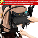 Non-Slip Stroller Organizer with Insulated Cup Holders, Shoulder Strap