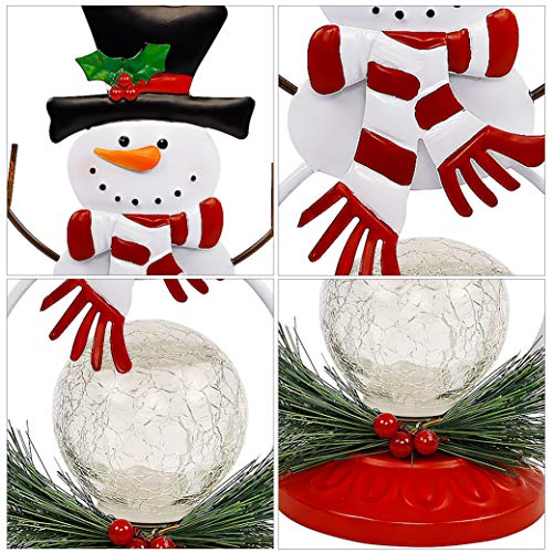 Lighted Christmas Table Decorations, Christmas Snowman LED Glass Ball Lights