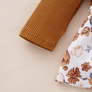 Newborn Infant Baby Girl Ruffle Long Sleeve Ribbed T-Shirt Top Floral Suspender Shorts