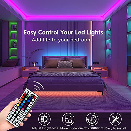 Keepsmile 100ft Led Strip Lights (2 Rolls of 50ft) Bluetooth Smart App Music Sync Color Changing RGB Led Light Strip with Remote and Power Adapter,Led Lights for Bedroom Room Home Decor Party Festival