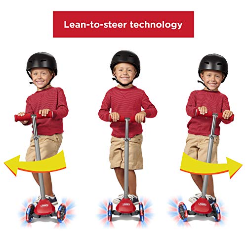 Radio Flyer Lean 'N Glide Scooter with Light Up Wheels Vehicle (549X), Red