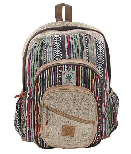 Natural Handmade Large Multi Pocket Hemp Nepal Backpack