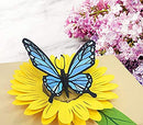 Blue Butterfly and Sunflower Pop Up Mother's Day Card - 3D Anniversary