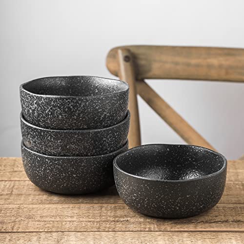 Stone Lain Tom Rustic Stoneware Dinnerware Set for 8, Black and White Reflection