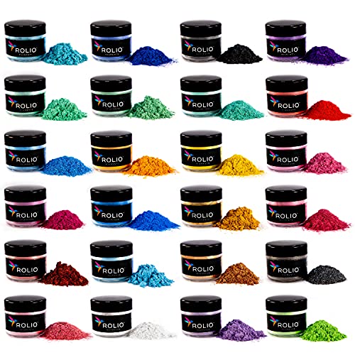 Rolio Mica Powder - 24 Pearlescent Color Pigments for Paint, Dye, Nail Polish