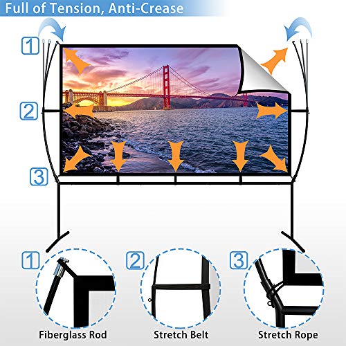 Projector Screen with Stand Foldable Portable Movie Screen 100 Inch（16：9）