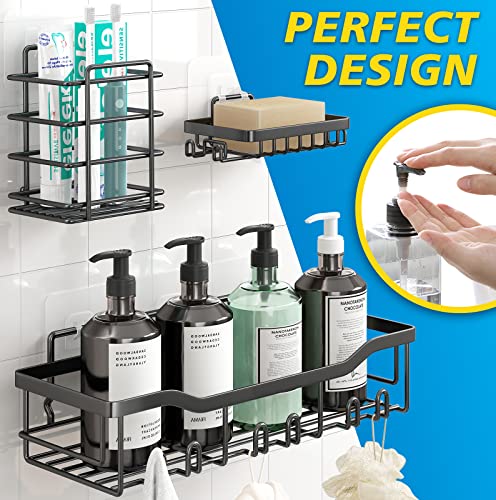 Shower Shelves [5-Pack], Adhesive Shower Organizer No Drilling, Large Capacity, Rustproof