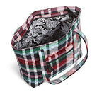 Cotton Small Vera Tote Handbag, Ribbons Plaid - Recycled Cotton, One Size US