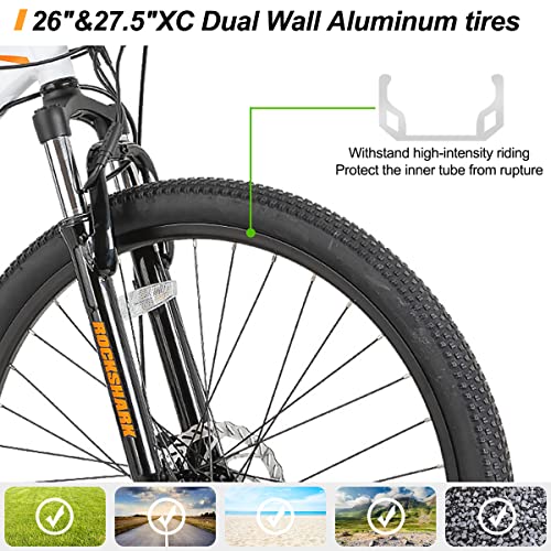 27.5 inch E Bike for Adults, 350W 21MPH Mens Womens Electric Bicycle 21-Speed 36V